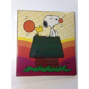 Vintage 1980's Peanuts SNOOPY & Woodstock Notebook 3 Ring Binder bubble gum cute